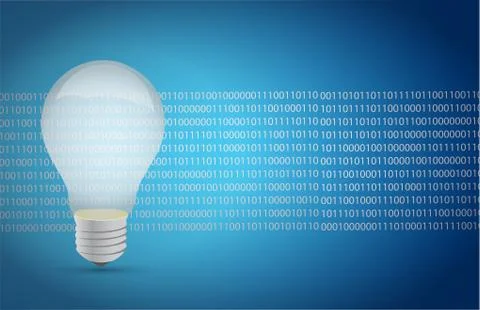 Light bulb binary illustration design over a white background Stock Illustration