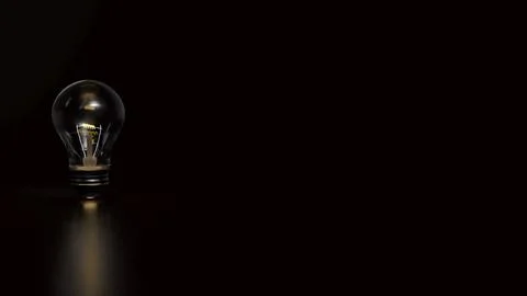 The Light bulb on Black background  for creative concept 3d Rendering. 스톡 일러스트