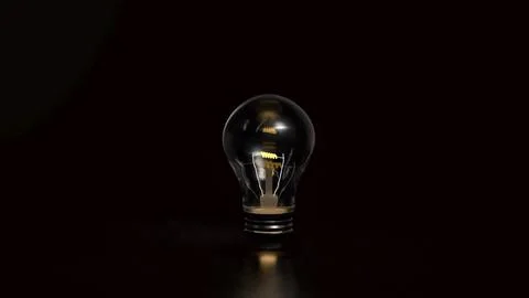 The Light bulb on Black background  for creative concept 3d Rendering. Stock Illustration
