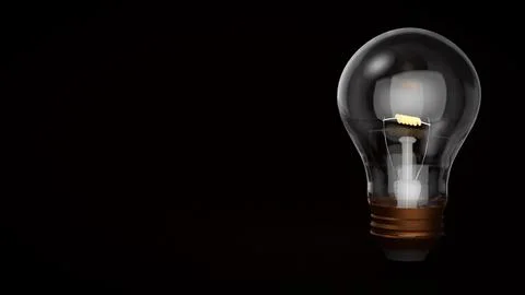 The Light bulb on black background for Idea or Business concept 3d Rendering. Stock Illustration