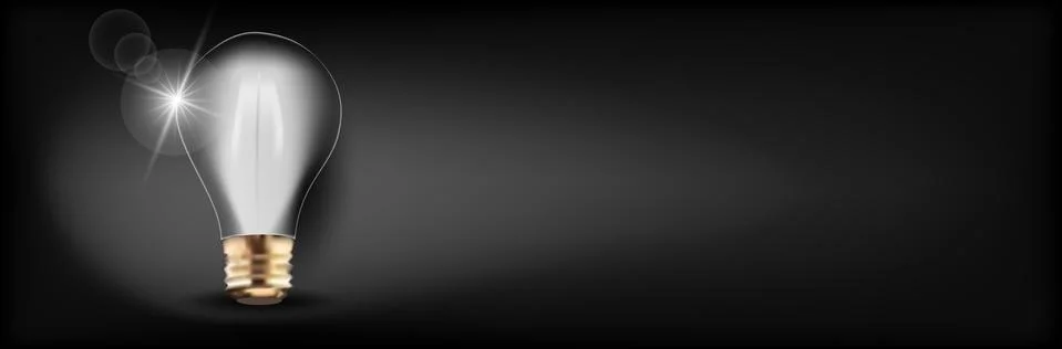 Light bulb on a black background Illustrazione stock