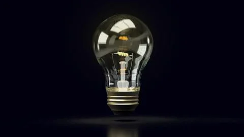 The light bulb in black background for technology or idea concept 3d render.. Stock Illustration