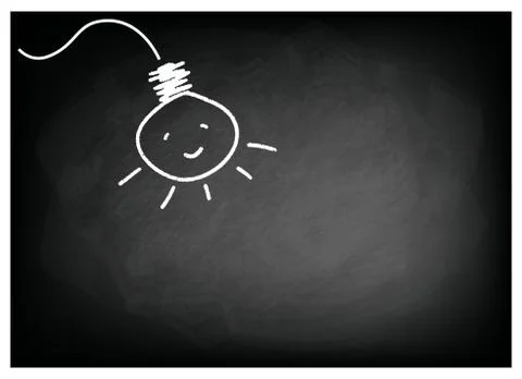 Light Bulb on The Black Blackboard Background Stock Illustration