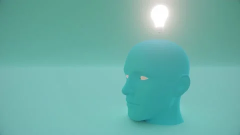 Light Bulb Blinking over Man's Head, Seamless Animation. Concept of Idea, Brain Video stock 157552355