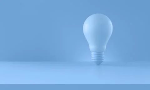 Light bulb on blue background. Horizontal composition with copy space. Creati Stock Illustration