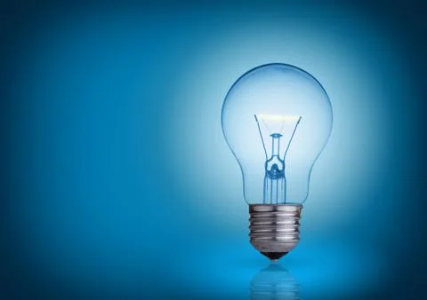 Light bulb on blue background. Stock Illustration