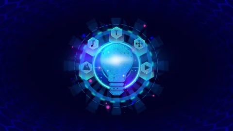 Light bulb with blue glow. suitable for innovation, creativity, bright ideas Stock Footage 266187269