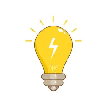 Light bulb with bolt icon vector. flat design illustration Stock Illustration