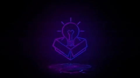 Light bulb in the box in neon effect mp4 video Illustrazione stock