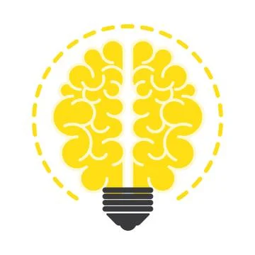 Light bulb with brain, flat icon design. Stock Illustration
