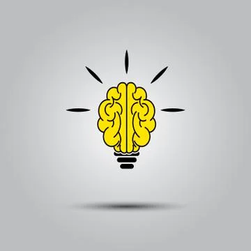 Light bulb brain icon Stock Illustration