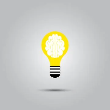 Light bulb brain icon Stock Illustration