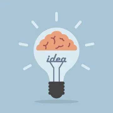 Light bulb with brain, Idea concept Stock Illustration
