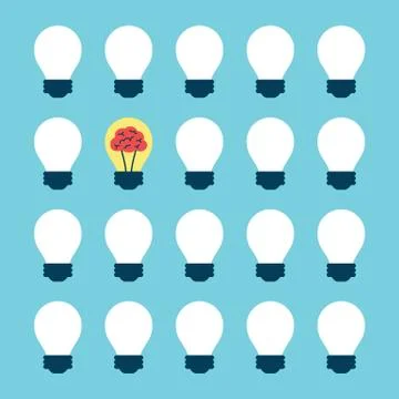Light bulb with brain Stock Illustration