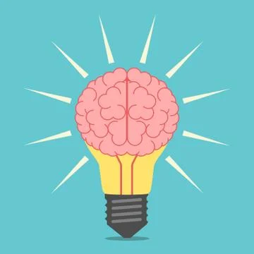 Light bulb with brain Stock Illustration