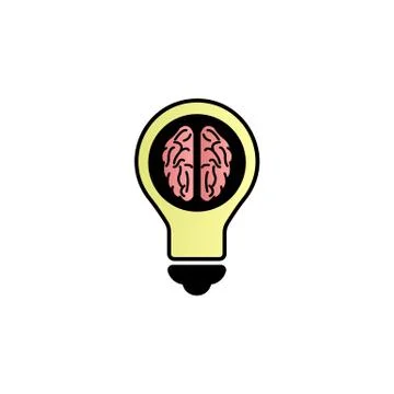 Light bulb with a brain inside color gradient vector icon Stock Illustration