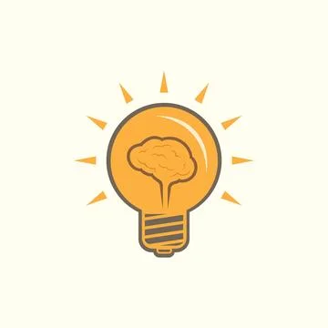 Light bulb with a brain inside, creating ideas, creative concept Illustrazione stock
