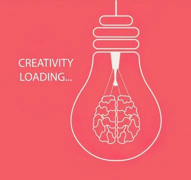 Light bulb with brain inside creative idea concept Stock Illustration