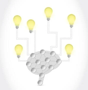 Light bulb brain network connection illustration Stock Illustration