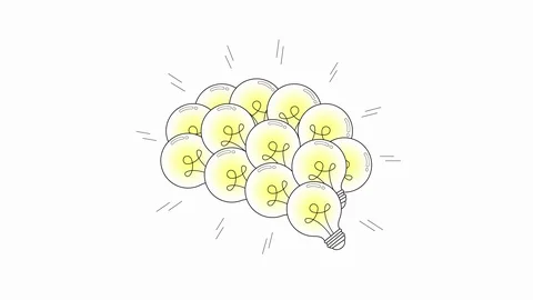 Light bulb into brain shape. Idea, Inspiration, Creative and Bright concept. Stock Footage 128734243