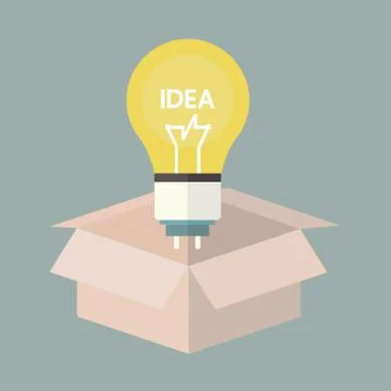 Light bulb with brain, thinking outside the box, vector EPS10 Stock Illustration
