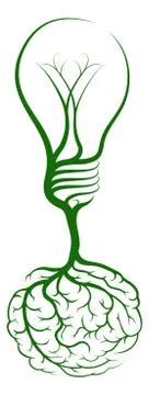 Light bulb brain tree 스톡 일러스트