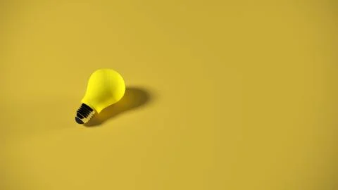 Light bulb on bright yellow background. Minimalist concept, bright idea conce Stock Illustration
