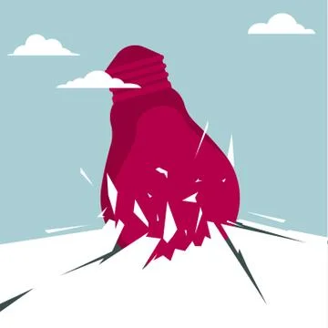 The light bulb broke through the ground. Isolated on blue background. Stock Illustration