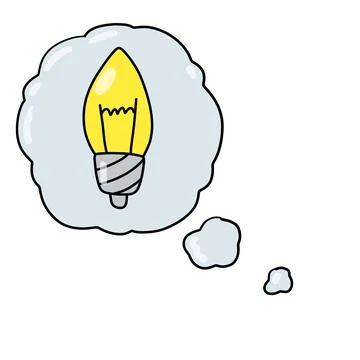 Light bulb. Bubble cloud with thoughts and idea. Mind and electric lamp 스톡 일러스트