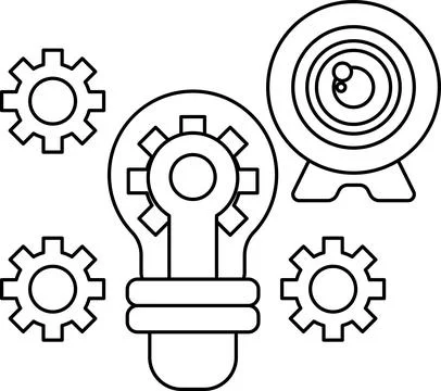 A light bulb with a camera lens in the middle Stock Illustration