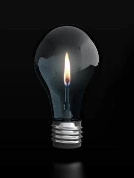 Light bulb with candle flame Stock Illustration