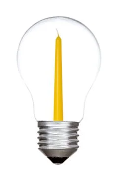 Light bulb with candle inside Stock Photos