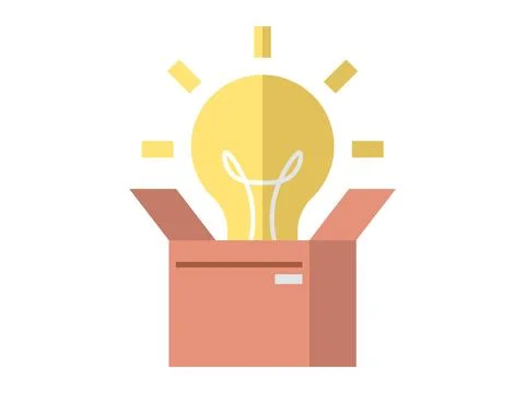 Light bulb in cardboard box. Finding big idea, bringing new business concept  Stock Illustration
