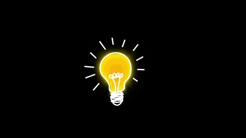Light Bulb Cartoon Drawing Line with Glowing Effect Animation isolated blac.. Stock Footage 305702371