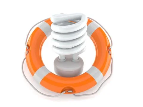 Light bulb cfl inside life buoy Stock Illustration