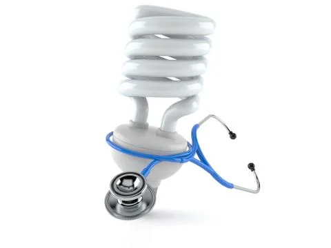 Light bulb cfl with stethoscope Stock Illustration