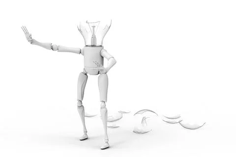 Light bulb character with a broken bulb Stock Illustration