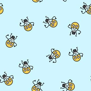Light bulb character energy vector seamless pattern Illustrazione stock