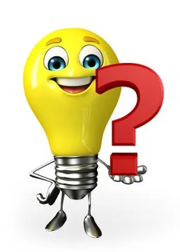 Light bulb character with question mark Illustrazione stock