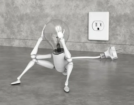 Light bulb character is sad Stock Illustration