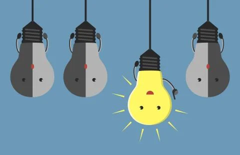 Light bulb characters hanging Stock Illustration