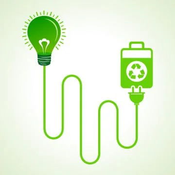 Light bulb charged by a eco cell concept Stock Illustration