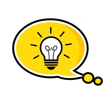 Light Bulb Chat Bubble Icon with Yellow Speech Balloon Stockillustratie