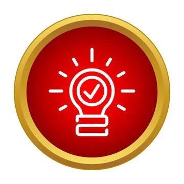 Light bulb with check mark icon representing approved idea イラスト素材