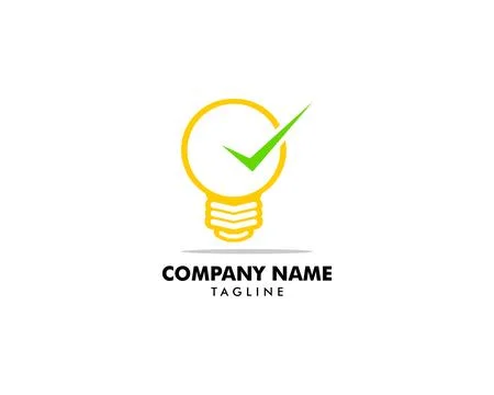 Light Bulb Check Mark Icon Vector Logo Template Stock Illustration
