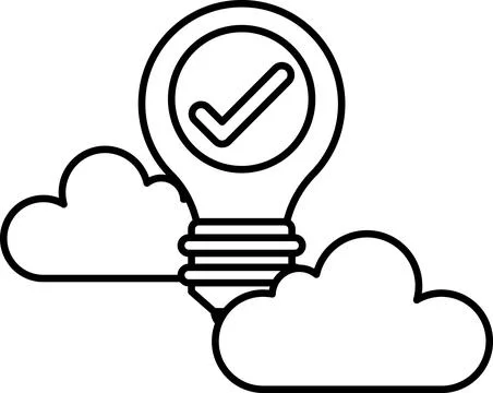 Light bulb with a check mark on it Stock Illustration