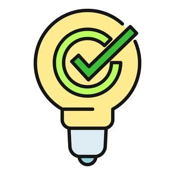 Light bulb with check mark representing good idea Stock Illustration