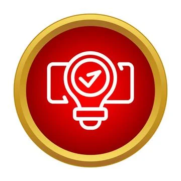 Light bulb with check mark solving problem Stock Illustration