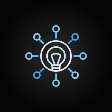 Light Bulb with circles vector colored icon in thin line style Ilustración de archivo