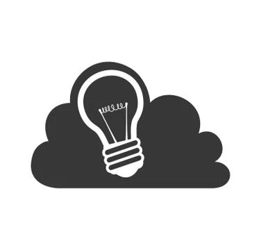 Light bulb cloud idea silhouette icon. Vector graphic Stock Illustration